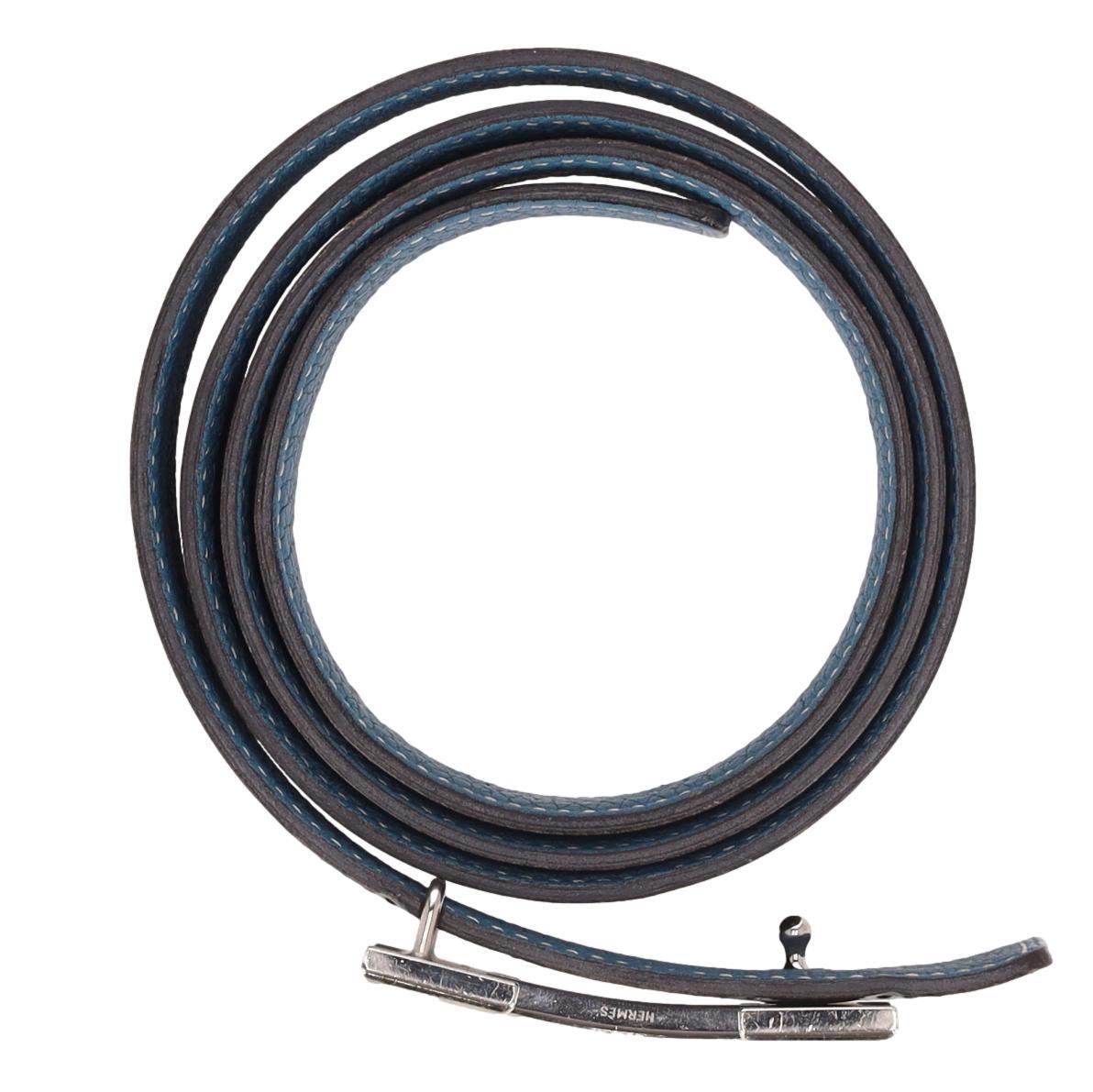 Cinturón reversible de piel de becerro de Togo con hebilla 