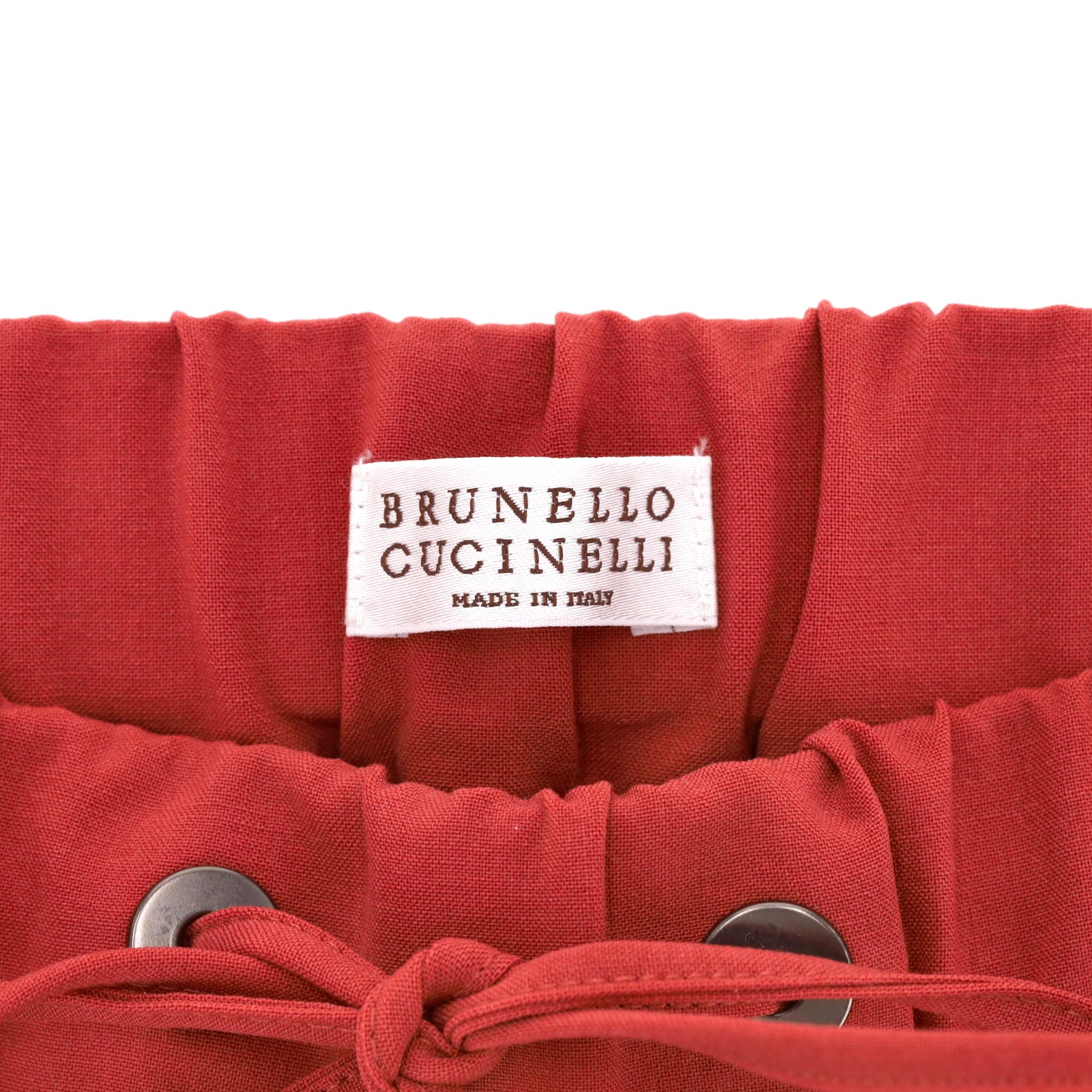 Pantaloni/joggers in lana vergine di Brunello Cucinelli a righe laterali in vendita 1