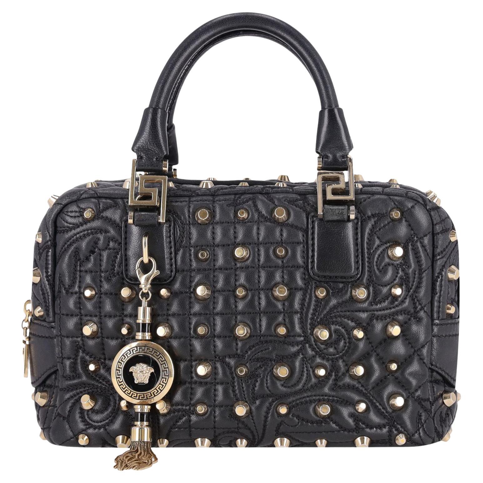 Borsa Demetra di Versace in pelle nappa Barocco trapuntata e borchiata in vendita