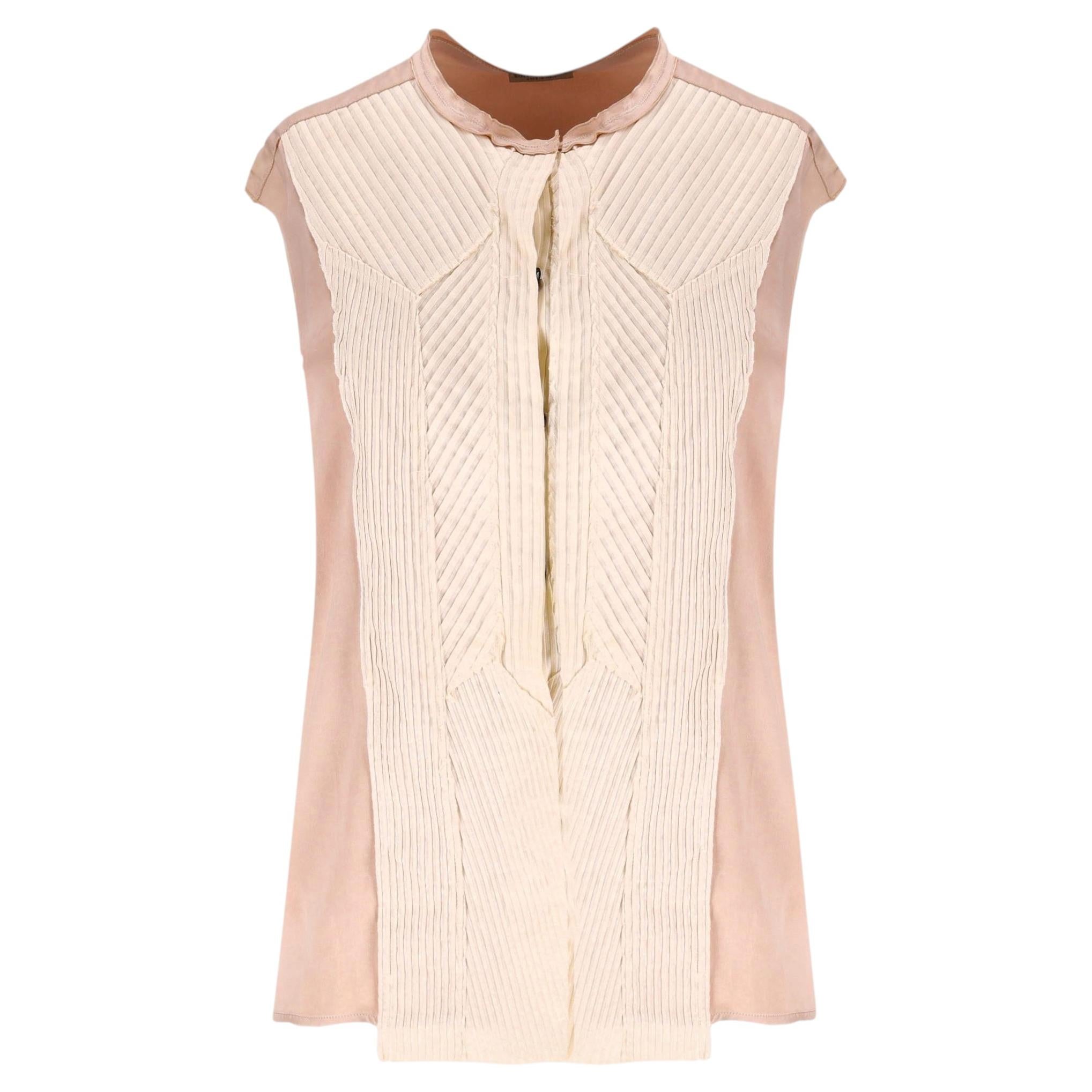 Bottega Veneta Mixed-Media Pleated Blouse For Sale