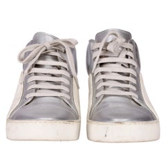 Chanel Metallic Silver Leather High Top Sneakers