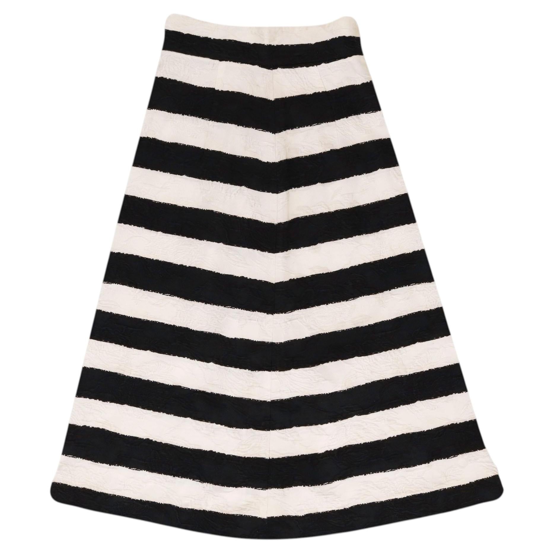 Dolce & Gabbana Horizontal Striped Flared A-Line Skirt For Sale