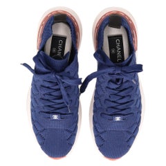 Chanel 'CC' Logo Quilted Knit Fabric Sneakers