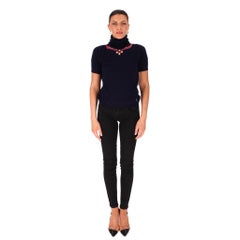Chanel 23N Cashmere Top With Crystal 'CC' Logo & Gripoix Necklace Graphic