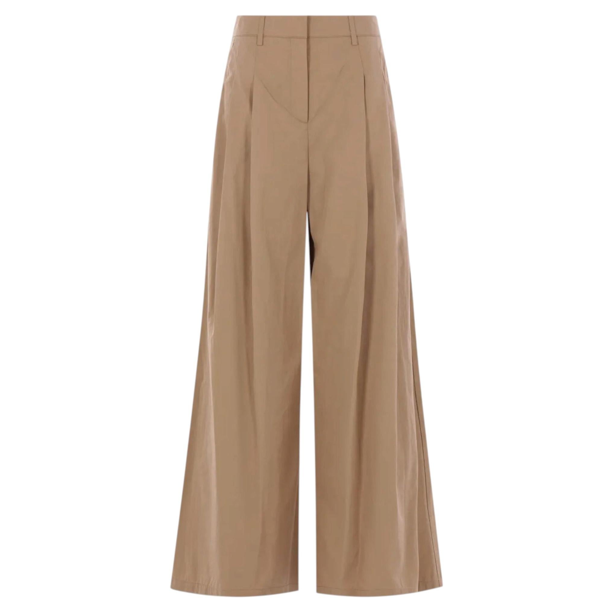 Lafayette 148 Inverted Pleat Wide Leg Cotton Trousers