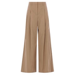 Pantaloni in cotone a gamba larga con pieghe rovesciate Lafayette 148