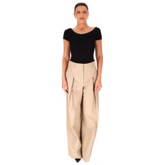 Lafayette 148 Inverted Pleat Wide Leg Cotton Trousers