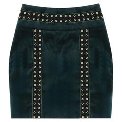 Pierre Balmain Eyelet-Embellished Velvet Mini Skirt