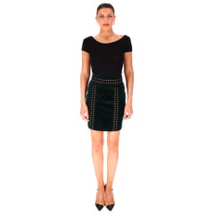 Pierre Balmain Eyelet-Embellished Velvet Mini Skirt