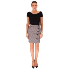 Maje Houndstooth Wool & Cotton Blend Mini Skirt