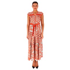 Diane Von Furstenberg Cotton Checkboard Pattern Belted Dress