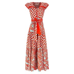 Diane Von Furstenberg Cotton Checkboard Pattern Belted Dress