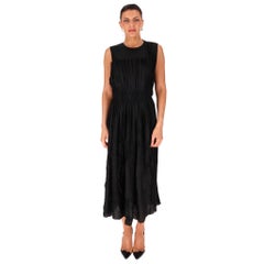 Bottega Veneta Pleated Satin Midi Dress