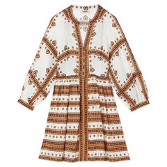 Sandro Linen & Silk Blend Bandana Print Dress