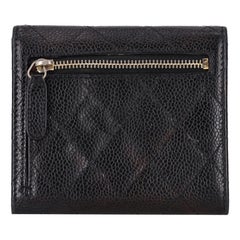 Chanel Diamond Quilted 'CC' Logo Caviar Leather Flap Wallet