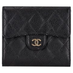 Chanel Diamond Quilted 'CC' Logo Caviar Leather Flap Wallet