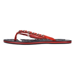 Chanel Interwoven Suede & Chain 'CC' Logo Detail Leather Thong Sandals