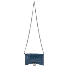 Balenciaga Crocodile-Embossed Hourglass Wallet on Chain