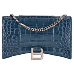 Balenciaga Crocodile-Embossed Hourglass Wallet on Chain