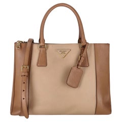 Prada Bicolour Saffiano Leather Double Zip Medium Lux Galleria Tote Bag