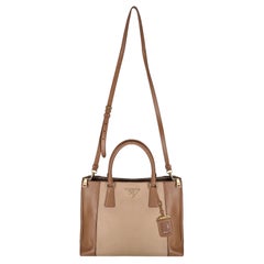 Borsa tote Prada "Lux Galleria" media in pelle Saffiano bicolore con doppia cerniera