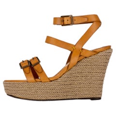 Burberry Strappy Leather Espadrille Wedge Sandals