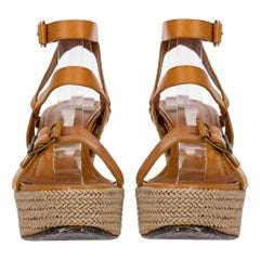 Burberry Strappy Leather Espadrille Wedge Sandals