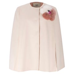Fendi Virgin Wool Fur Embellished Cape Coat