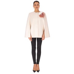 Fendi Virgin Wool Fur Embellished Cape Coat