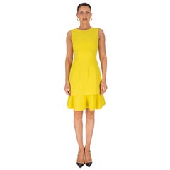 Oscar De La Renta Ruffled Hem Virgin Wool Shift Dress