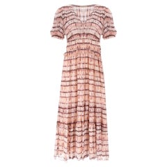 Ulla Johnson Silk Chiffon Tiered Tie-Dye Midi Dress