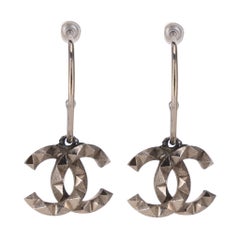 Chanel Faceted 'CC' Logo Hoop Earrings