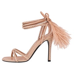 Valentino Garavani Crystal-Embellished Sandals With Ostrich Feather Tassel