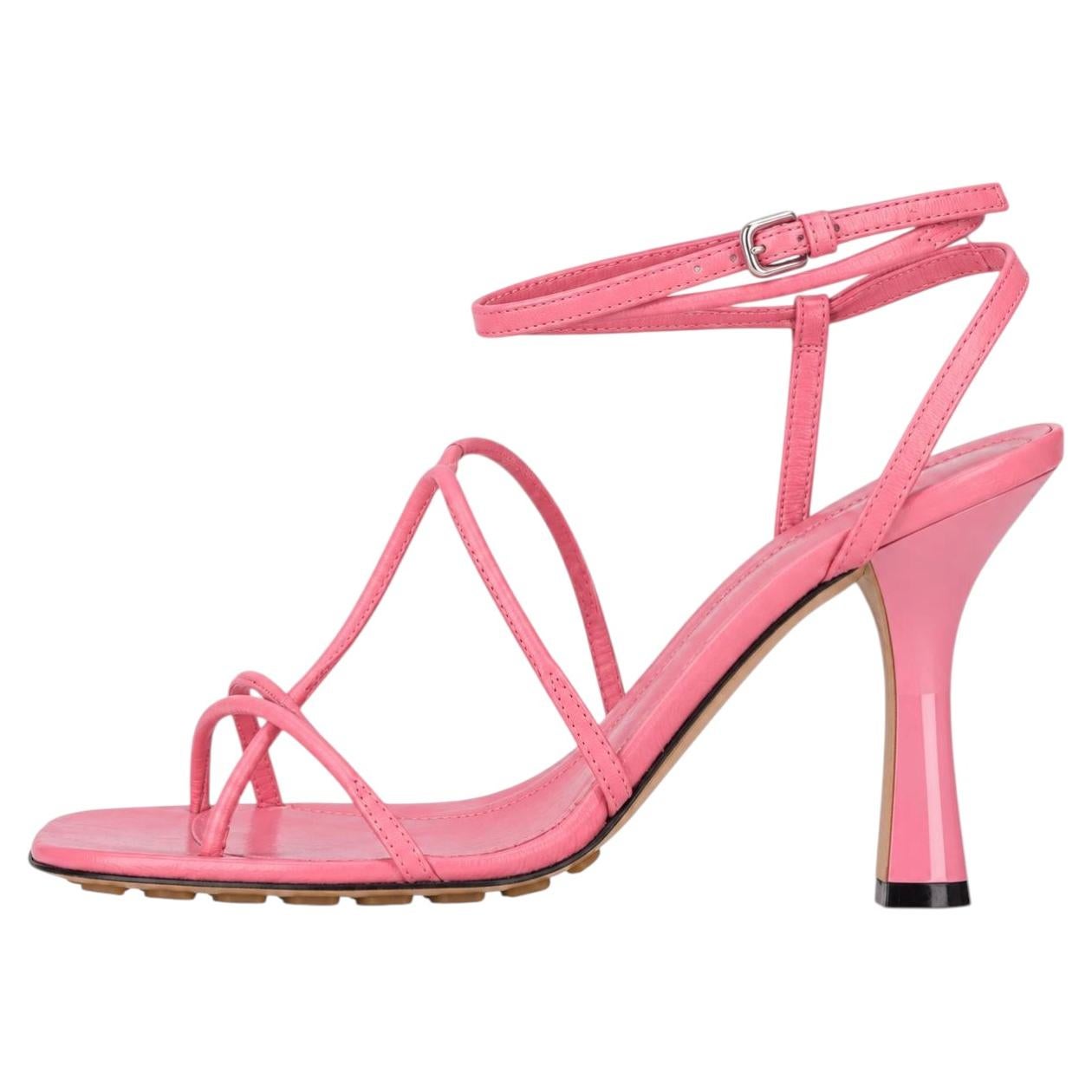 Pre-owned Bottega Veneta Strappy The Line Leather Sandals In Pink