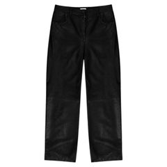 Dolce & Gabbana High-Waisted Straight-Leg Lambskin Leather Trousers