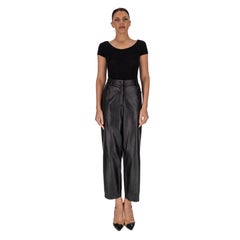 Dolce & Gabbana High-Waisted Straight-Leg Lambskin Leather Trousers