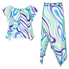 Pucci Marmo-Print Silk Top & Skirt Co-Ord Set