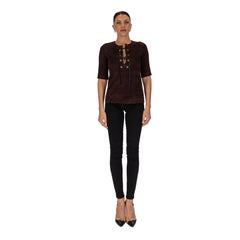 Louis Vuitton Lambskin Suede Lace-Up Top