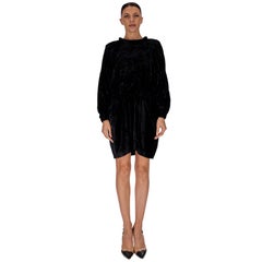 Isabel Marant Long-Sleeve Crushed-Velvet Mini Dress