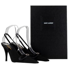 Saint Laurent Aston 95 Dream Crystal Bow Embellished Slingback Pumps