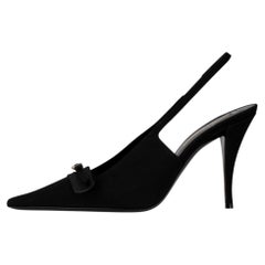 Saint Laurent Aston 95 Dream Crystal Bow Embellished Slingback Pumps