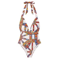 Dolce & Gabbana Carretto-Print One-Piece Swimsuit With Matching Pouch