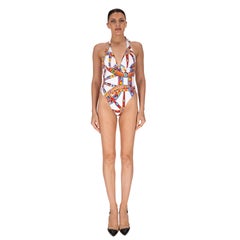 Dolce & Gabbana Carretto-Print One-Piece Swimsuit With Matching Pouch