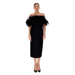 Valentino Garavani – schulterfreies Couture-Abendkleid aus Crêpe mit Federbesatz