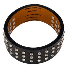 Bracelet en cuir clouté plaqué palladium Hermès