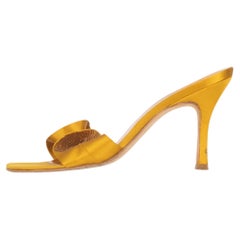 Rene Caovilla Crystal Bow Embellished Satin Mule Sandals