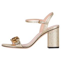 Gucci 'GG' Marmont Crinkled Metallic Lambskin Sandals