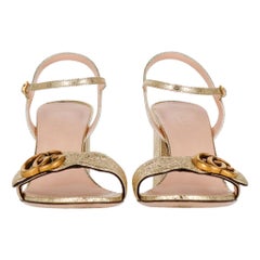 Gucci 'GG' Marmont Crinkled Metallic Lambskin Sandals