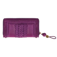 Gucci Woven Web Zip-Around Leather Wallet