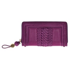 Gucci Woven Web Zip-Around Leather Wallet